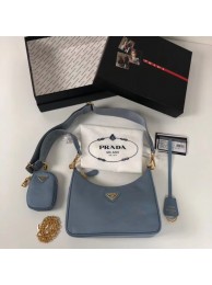Replica Prada Re-Edition nylon shoulder bag 1BH204 light blue JH04957nn76