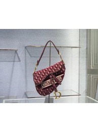 Replica SADDLE BAG Dior Oblique Embroidered Velvet C0044 Burgundy JH06864Yp41