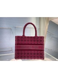 Replica SMALL DIOR BOOK TOTE Burgundy Cannage Embroidered Velvet M1287Z JH06860kq23