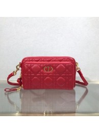 Replica Top DIOR CARO DOUBLE POUCH Supple Cannage Calfskin S5037U red JH06776Lo91