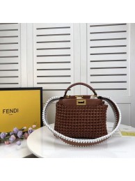 Replica Top FENDI PEEKABOO ICONIC MINI leather bag 8BN244 brown JH08546Lo91