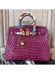 Replica Top Hermes Birkin Tote Bag Croco Leather BK35 purple JH01460kC46