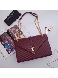 Replica YSL Classic Monogramme Flap Bag Cannage Pattern Calf leather 396910 wine JH08214zS17