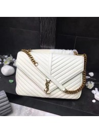 Replica YSL Flap Bag Calfskin Leather 392738 white Gold buckle JH08302tp14