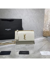 Replica Yves Saint Laurent Calfskin Leather Shoulder Bag Y542206A white&gold-Tone Metal JH07763za44