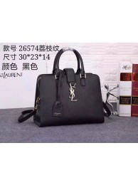 Replica Yves Saint Laurent Litchi Leather Tote Bag 26574 Black JH08370Oh34