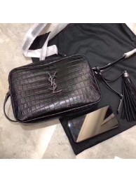 SAINT LAURENT crocodile-embossed leather cross-body bag 505730 black JH08105Ea63