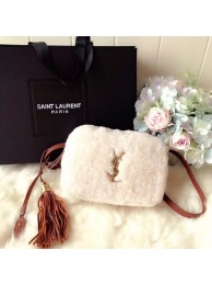 SAINT LAURENT Lambswool leather quilted shoulder bag Y538012 white JH07966kg81