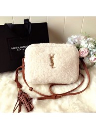 SAINT LAURENT Lambswool leather quilted shoulder bag Y538033 white JH07960xf55
