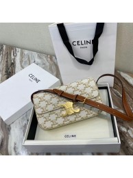 Top Celine TRIOMPHE SHOULDER BAG IN TRIOMPHE CANVAS AND CALFKSIN 194142 WHITE JH05792oA83