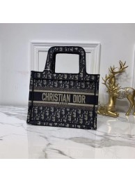 Top Knockoff DIOR TOTE BAG IN EMBROIDERED CANVAS C0195 Navy Blue JH07129Pd13