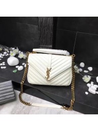 Top Knockoff YSL Flap Bag Calfskin Leather 392737 white Gold buckle JH08309Pd13