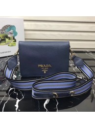 Top Prada calf leather shoulder bag 1BD102 dark blue JH05558Oq54