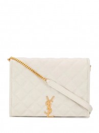 Top SAINT LAURENT leather shoulder bag Y579607 white JH07798xs20