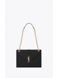 YSL Classic Monogramme Flap Bag Cannage Pattern Calf leather 396910 black JH08215Jy64