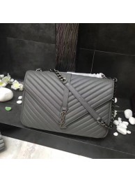 YSL Flap Bag Calfskin Leather 392738 Grey silver buckle JH08295rj41