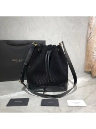 Yves Saint Laurent Black Matte Leather Bucket Bag Y568606 Black JH07829Qa65
