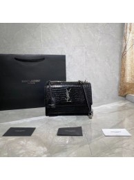 Yves Saint Laurent Calfskin Leather Shoulder Bag Y542206A Black&silver-Tone Metal JH07765qZ31