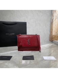 Yves Saint Laurent Calfskin Leather Shoulder Bag Y542206A red&silver-Tone Metal JH07764xs19