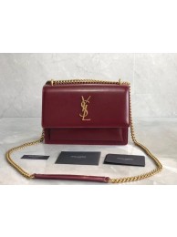 Yves Saint Laurent Calfskin Leather Shoulder Bag Y542206B red JH07758zp53