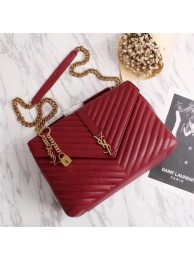 Yves Saint Laurent Monogramme Calf leather Shoulder Bag 26612 red Gold chain JH08137NA21