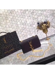 Yves Saint Laurent Monogramme Cross-body Caviar Cowhide Shoulder Bag 2826 black gold chain JH08156gB51